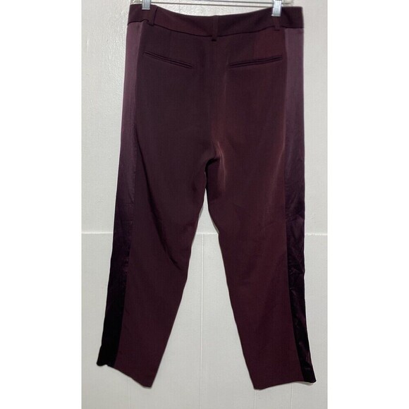 Victorias Secret Dress Pants Women Size 8 Burgundy Satin Tuxedo Stripe Ankle - Picture 4 of 8